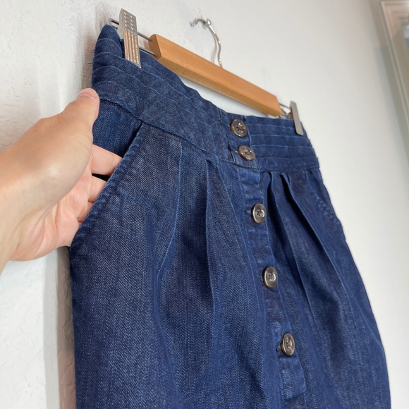 Pilcro and the Letterpress Denim Mini Skirt Size 6 Button Front Pockets Blue - Picture 3 of 10